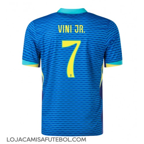 Camisa de Futebol Brasil Vinicius Junior #7 Equipamento Secundário Copa America 2024 Manga Curta